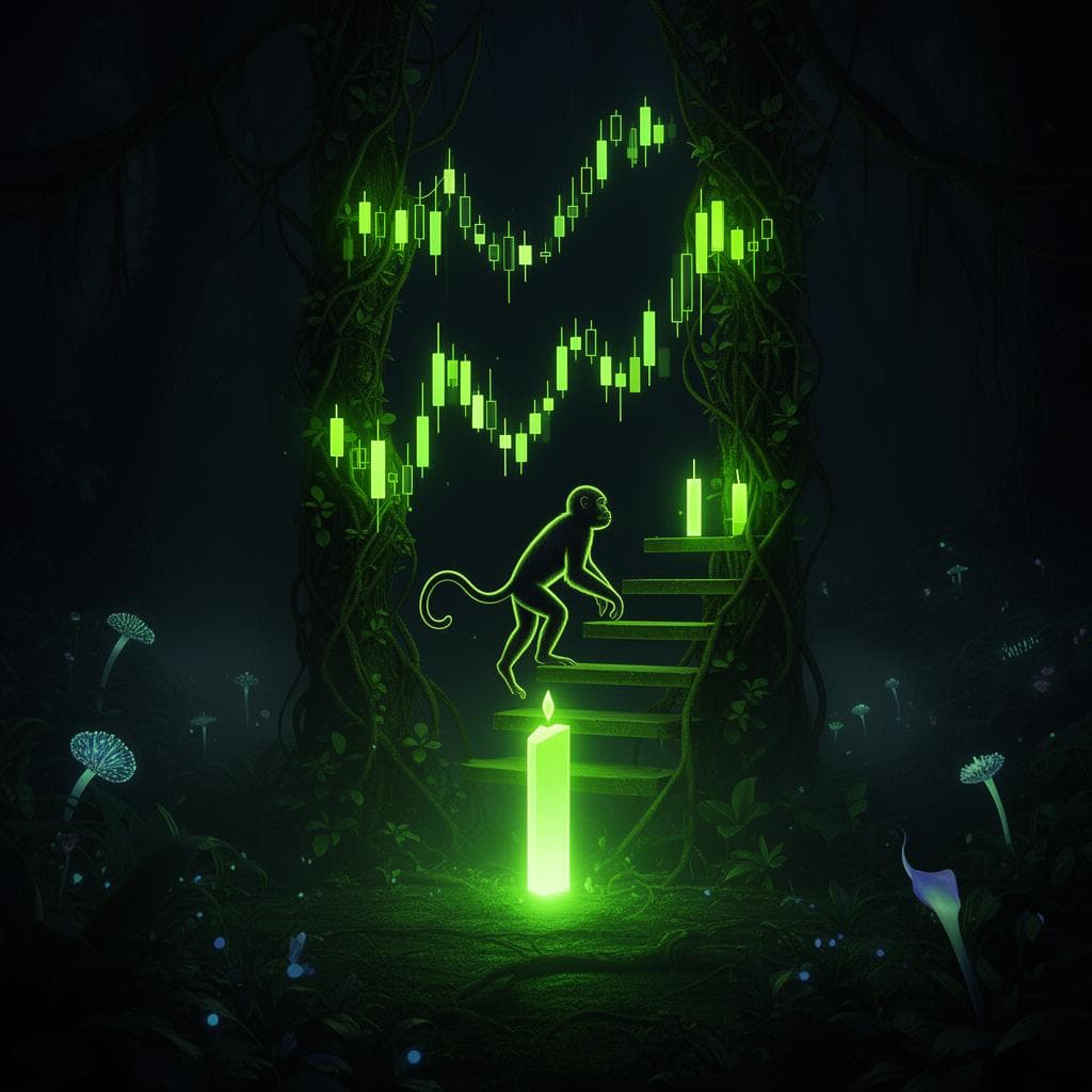 Jungle Rebounder trading bot visualization with candlestick charts and market data